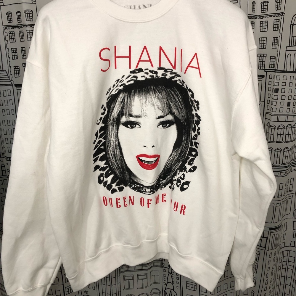Official Shania Twain Queen of Me White Graphic Tour Sweatshirt